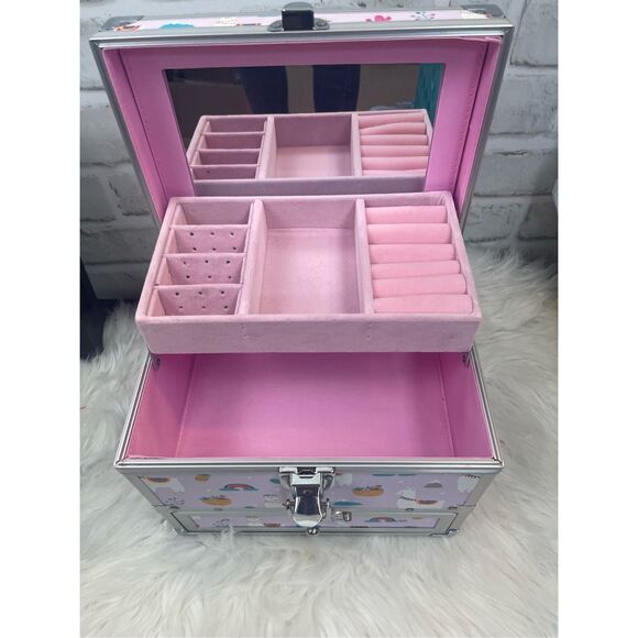 NEW RAINBOW ALPACA PATTERN JEWELRY MAKEUP CASE 82Z GIRLS - Picture 7 of 13